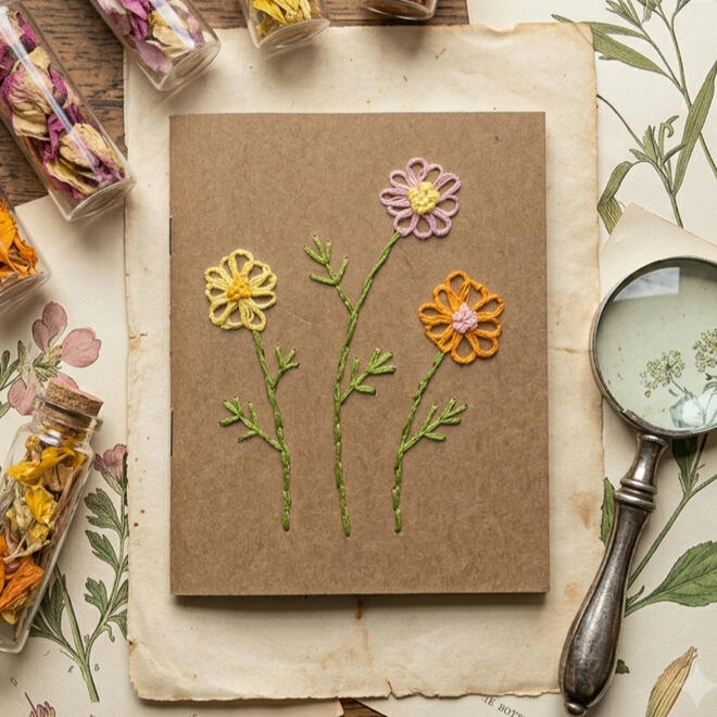 cosmos embroidered notebook